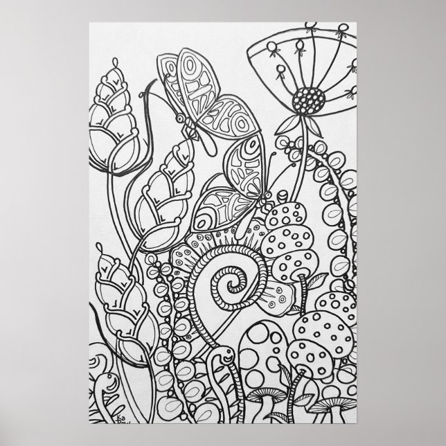 Fantasy-Schmetterling, Blume-Farbposter 16" x24" Poster (Vorne)