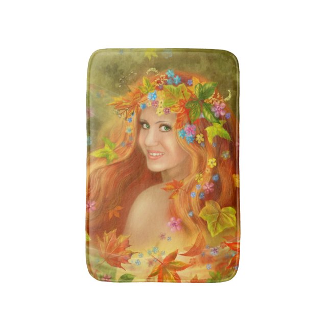 Fantasy Schöne Fee Herbst. Natur Badematte (Vorderseite Vertikal)