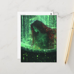 Fantasy-Schöne Frau mit roten Haaren in der Badewa Postkarte