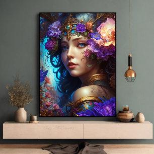 Fantasy Schöne Lila Blume Fairy Poster