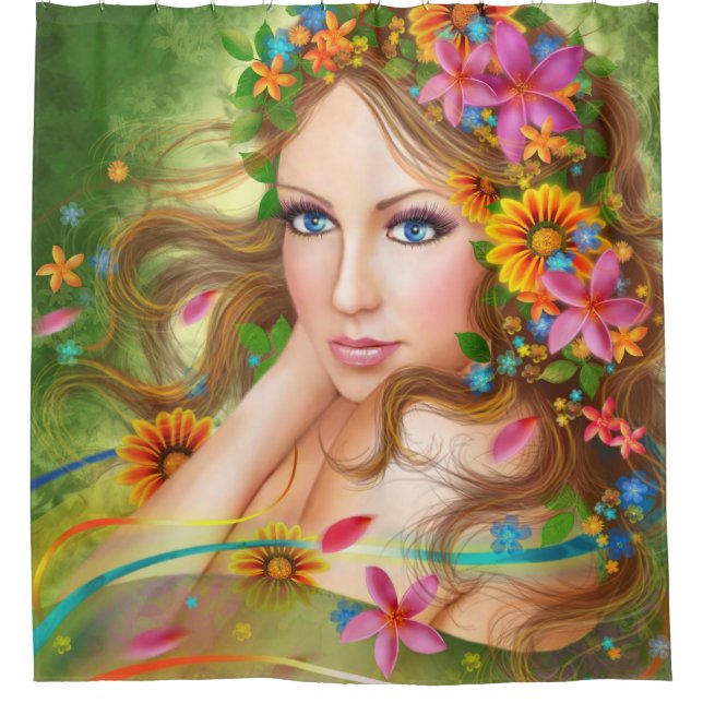 Fantasy Schöne Märchenfrau Duschvorhang (Vorderseite)