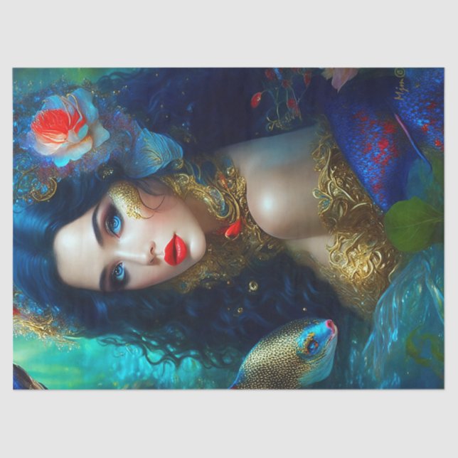 Fantasy Schöne Meerjungfrau 1 Decoupage Seidenpapier (Vorderseite)