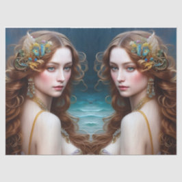 Fantasy Schöne Meerjungfrau Prinzessin Decoupage Seidenpapier