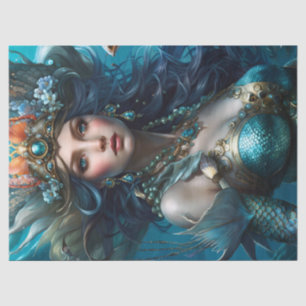 Fantasy Schöne Meerjungfrau Prinzessin Decoupage Seidenpapier