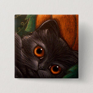 FANTASY SCHWARZE KATZE HALLOWEEN Knopf Button