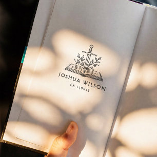 Fantasy-Schwert Personalisiert Klassisch Ex Libris Gummistempel
