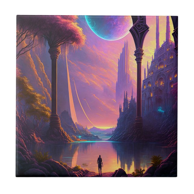 Fantasy Science Fiction Landschaft Fliese (Vorderseite)