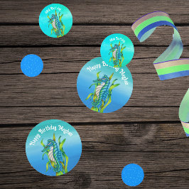 Fantasy Sea Dragon Shades Blue Seaweed Bubbles Konfetti