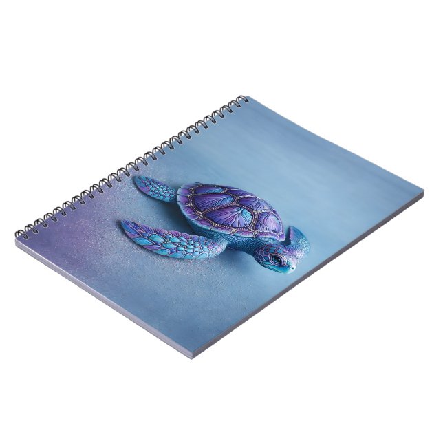 Fantasy Sea Turtle in Blue & Purple, Peaceful  Notizblock (Linke Seite)