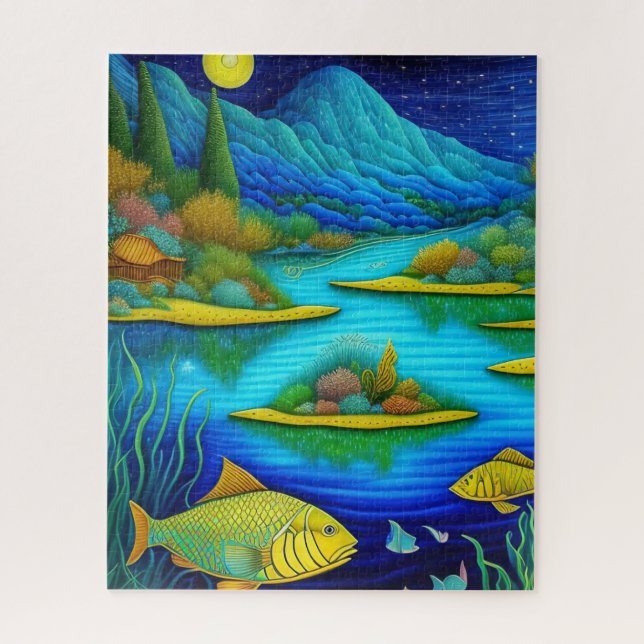 Fantasy-See-Fisch-Kunst Puzzle (Vertikal)