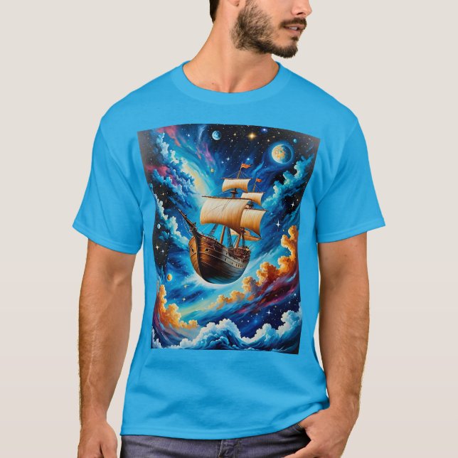 Fantasy Segelschiff im Space T-Shirt (Vorderseite)