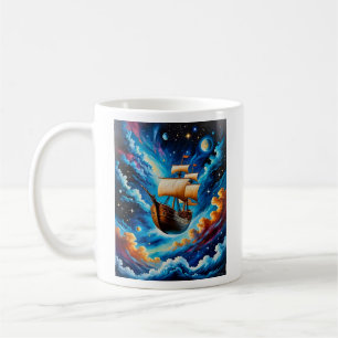 Fantasy Segelschiff im Space T-Shirt Kaffeetasse