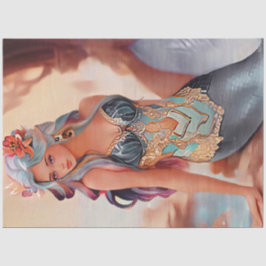 Fantasy Silver Watercolor Meerjungfrau Seidenpapier