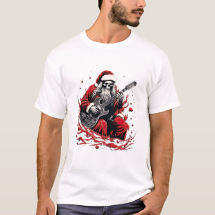 Fantasy Skeletto Santa Gitarre spielen T-Shirt