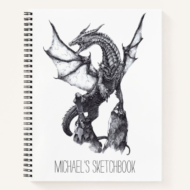 Fantasy Sketchbook Dragon Zeichne Individuelle Nam Notizbuch (Vorderseite)