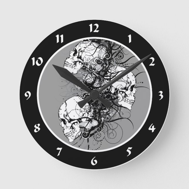 Fantasy Skulls Runde Wanduhr (Vorderseite)