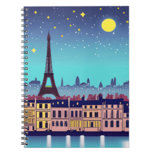 Fantasy Skyline von Paris Unter den Sternen Notizblock