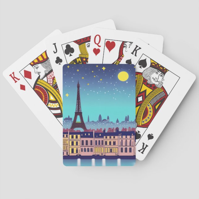 Fantasy Skyline von Paris Unter den Sternen Spielkarten (Rückseite)