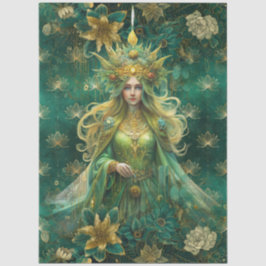 Fantasy Smaragd-Wald-Königin-Decoupage Seidenpapier