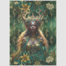 Fantasy Smaragd-Wald-Königin-Decoupage