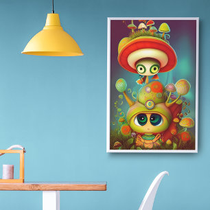Fantasy Snail and Mush Illustration Poster