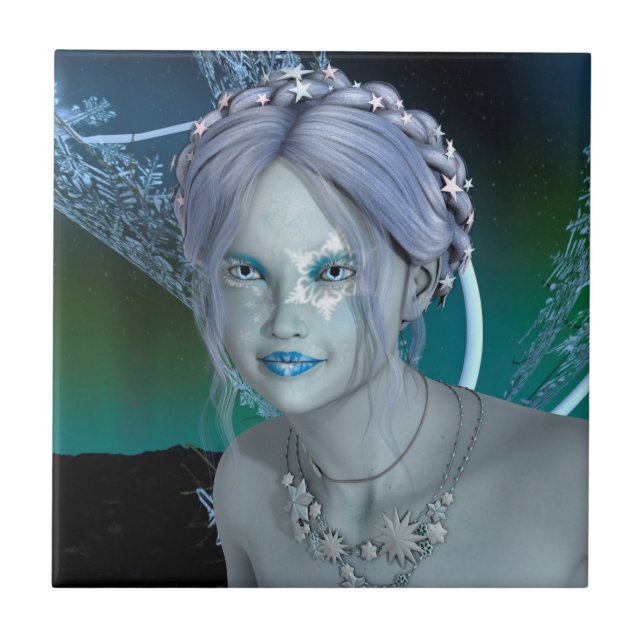 Fantasy Snow Fairy Fliese (Vorderseite)