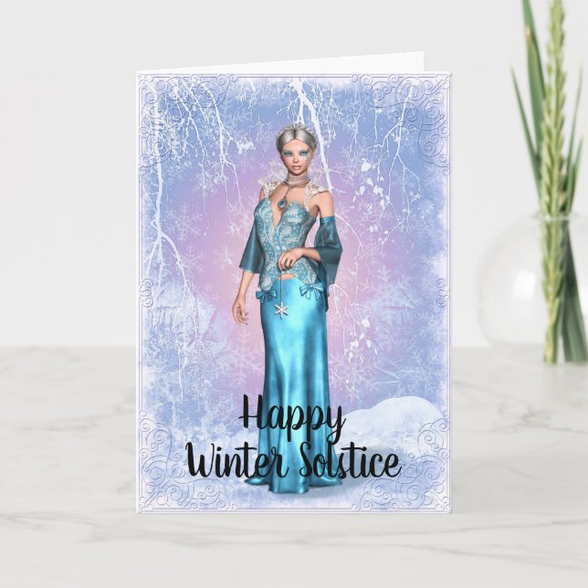 Fantasy Snowflake Woman Winter Solstice Card Karte (Vorderseite)