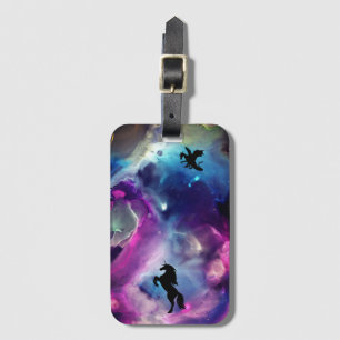 Fantasy Space Nebula Einhorn Drache Rosa Blau Gepäckanhänger