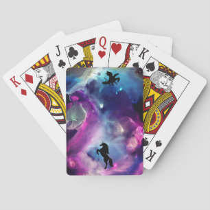 Fantasy Space Nebula Einhorn Drache Rosa Blau Spielkarten