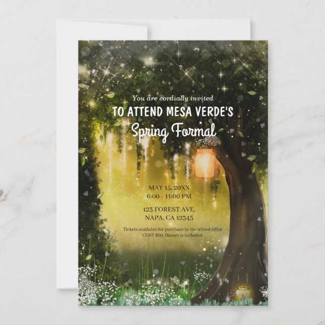 Fantasy Sparkle Verzauberter Grünwald Prom Einladung (Vorderseite)