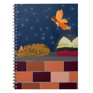 Fantasy Spiral Notebook - Fairy, Book & Cat Notizblock