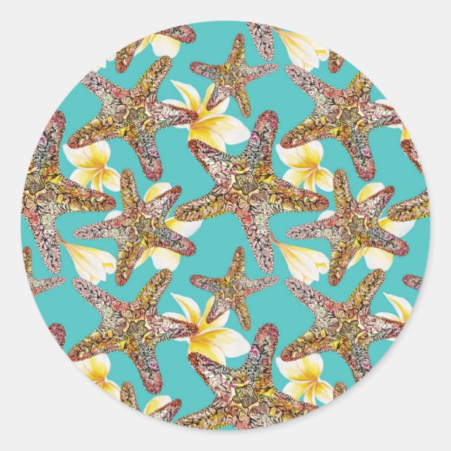 Fantasy Starfish Muster Runder Aufkleber (Vorderseite)