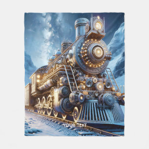 Fantasy Steam Train Winter Fleecedecke