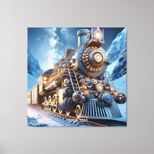 Fantasy Steam Train Winter Leinwanddruck (Vorderseite)