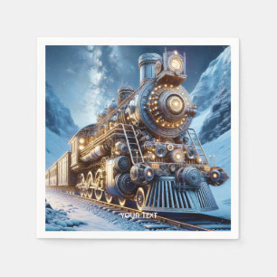 Fantasy Steam Train Winter Serviette