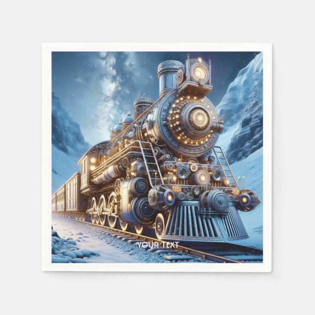 Fantasy Steam Train Winter Serviette (Vorderseite)