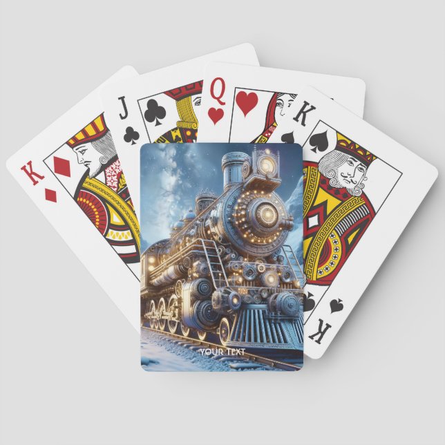 Fantasy Steam Train Winter Spielkarten (Rückseite)