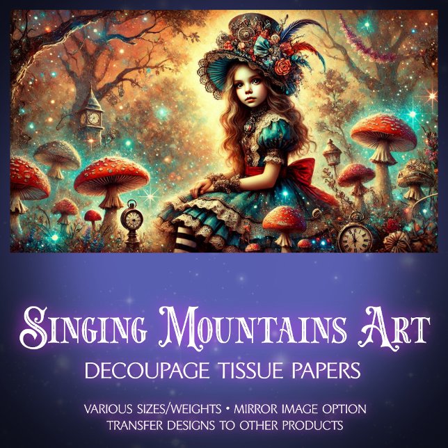 Fantasy Steampunk Alice On Mushroom Decoupage Seidenpapier (Von Creator hochgeladen)