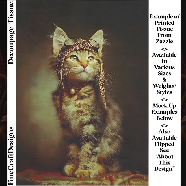 Fantasy Steampunk Aviator Kitten FB6R Dekoupage Seidenpapier (Von Creator hochgeladen)