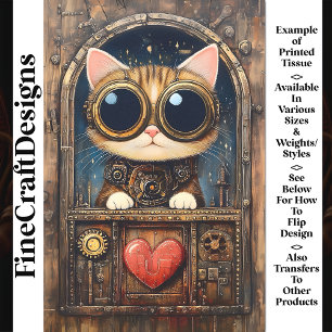 Fantasy Steampunk Getigerte Katze Kätzchen AR2 Dec Seidenpapier