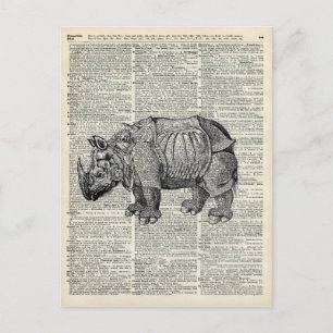 Fantasy steampunk Rhinoceros Postkarte