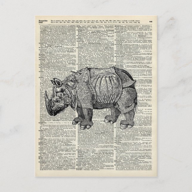 Fantasy steampunk Rhinoceros Postkarte (Vorderseite)