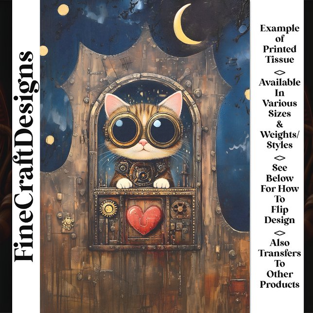 Fantasy Steampunk Tabby Cat Kitten AR1 Decoupage Seidenpapier (Von Creator hochgeladen)