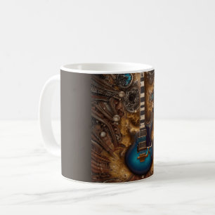 Fantasy Steampunk Vintag Blue Guitar Watercolor Kaffeetasse