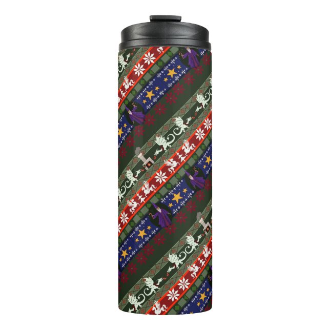 Fantasy Style Ugly Sweater Pattern Thermosbecher (Vorderseite)
