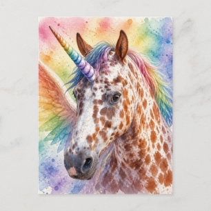 Fantasy-Surreal-Appaloosa-Einhorn-Pegasus Postkarte