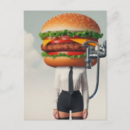 Fantasy Surreal Cheeseburger Frau Postkarte