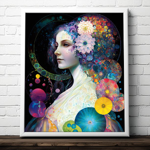 Fantasy Surreal Cosmic Frau Goddess Poster