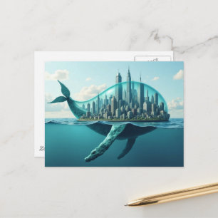 Fantasy-Surreal-Wal-Stadt Postkarte