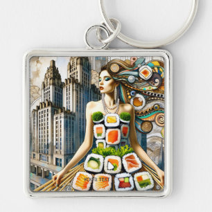 Fantasy Süß Abstrakte Sushi Kleid Schlüsselanhänger